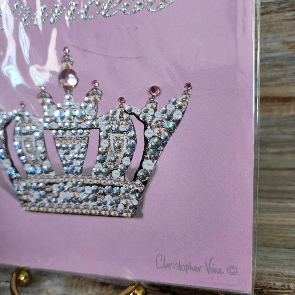 Papyrus Christopher Vine Princess Birthday Card Rhinestone Crown Pink New